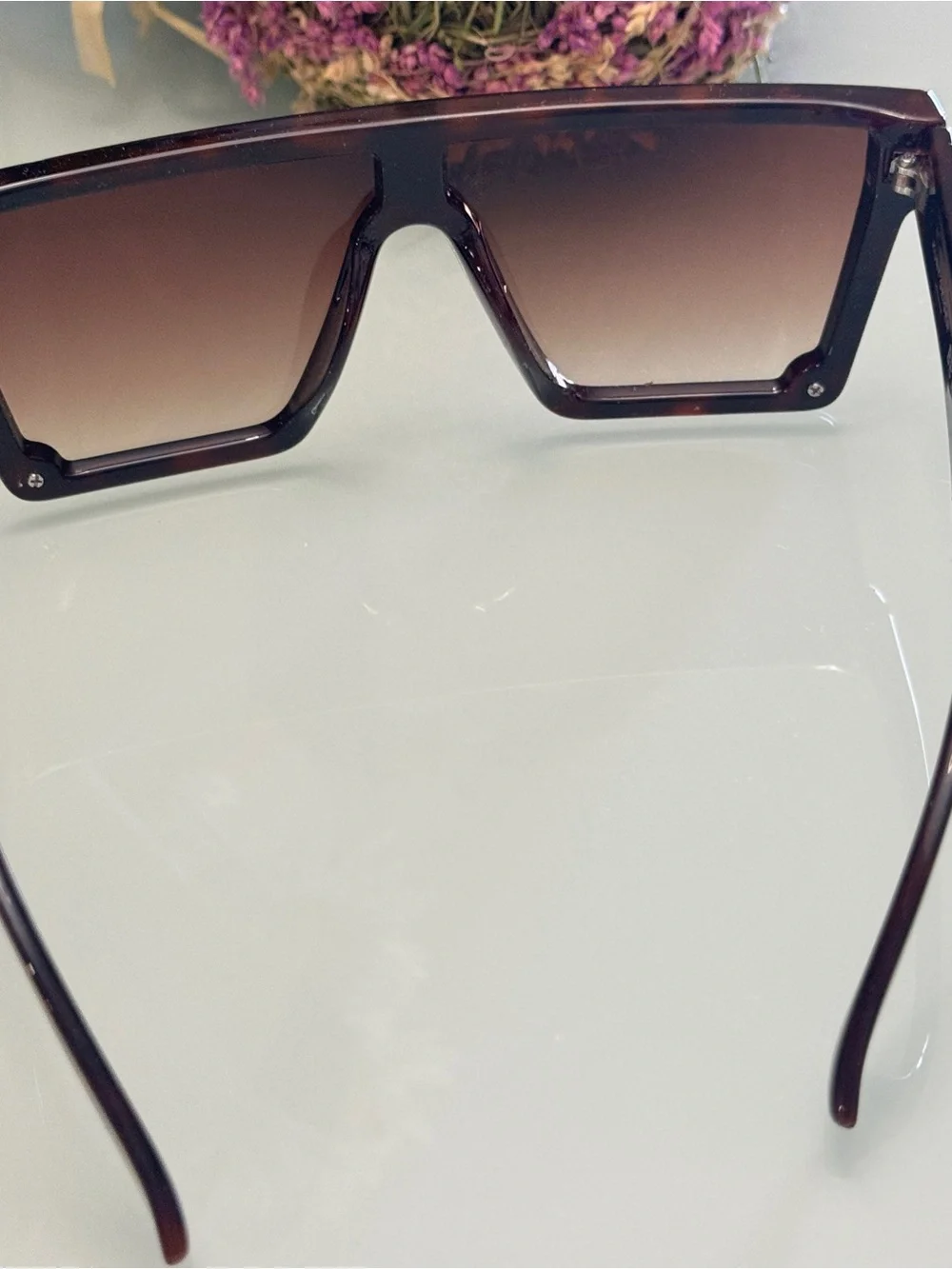 Kurt Geiger Tortoiseshell Shield Sunglasses with Brown Gradient Lenses - Picture 12 of 16
